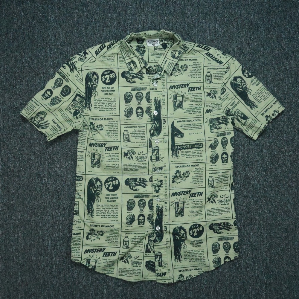 Creepy Co Shirt Mens Extra Small Green Monsters Short Sleeve Lightweight XS
